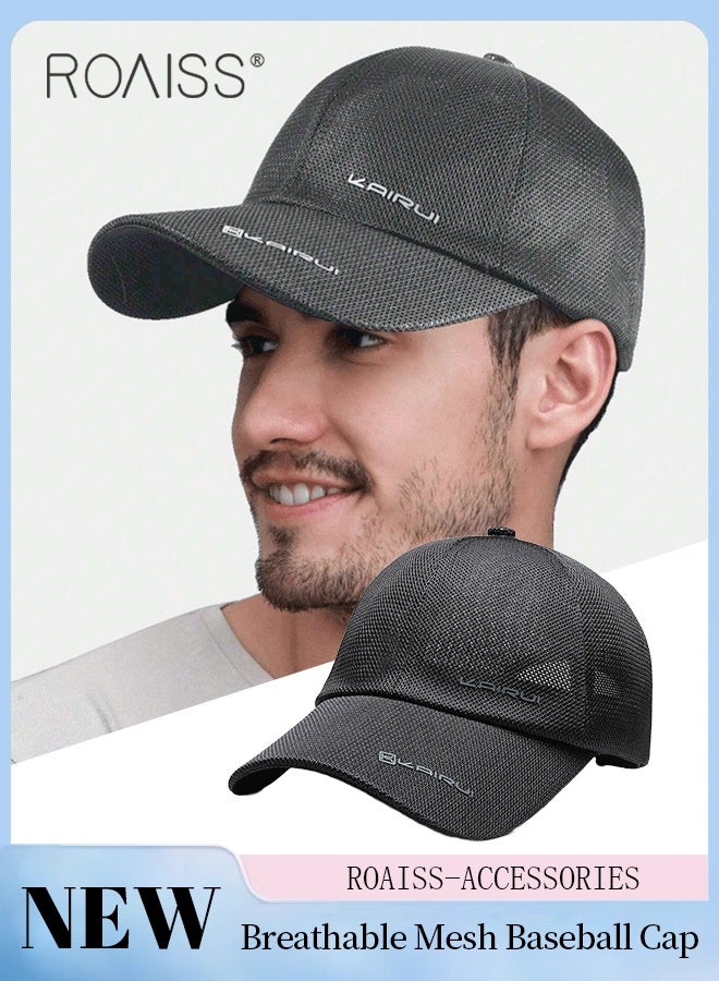roaiss Summer Mesh Baseball Cap for Men Women Adjustable Breathable Cap Outdoor Sports Quick Dry Cool Running Hat Casual Trucker Hat - Image 1