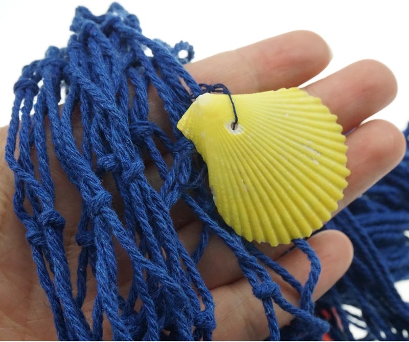 Bilipala Mediterranean Fishing Net Decoration, Fish Netting with Seashell Decor, Nautical Party Decorations, Blue - Image 4