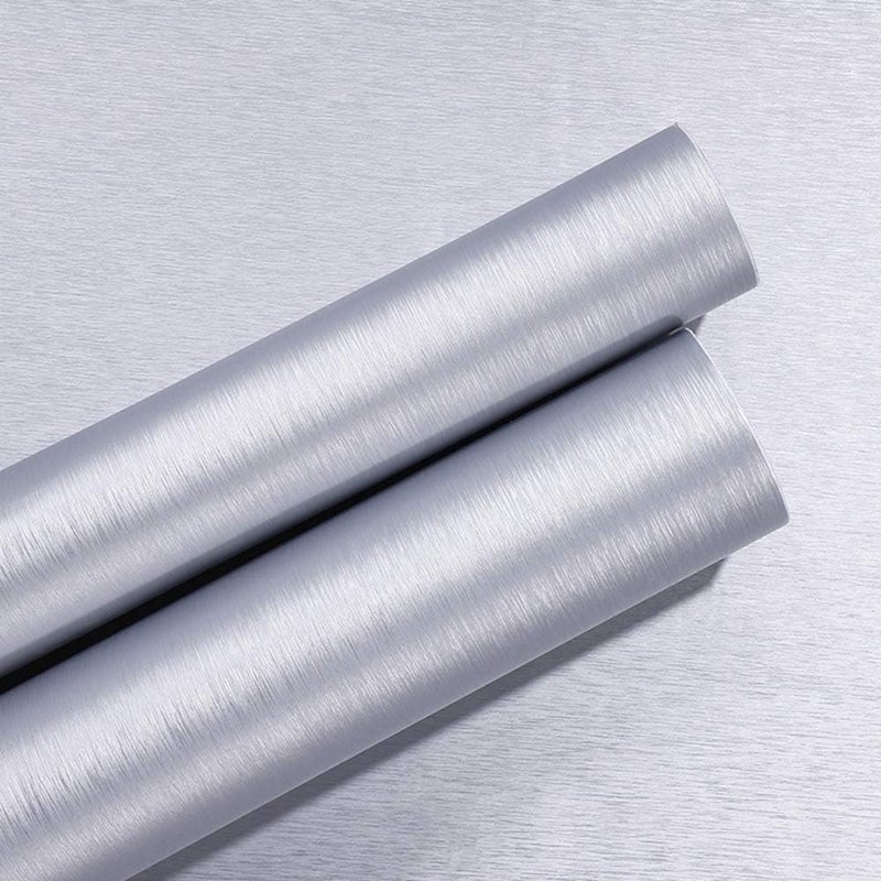 TAOGIFT Peel and Stick Silver Brushed Metal Stainless Steel Contact Paper for Dishwasher Fridge Refrigerator Stove Appliances Self Adhsesive Vinyl Film Stainless Steel Wallpaper Removable 15.7x117 Inches - Image 3