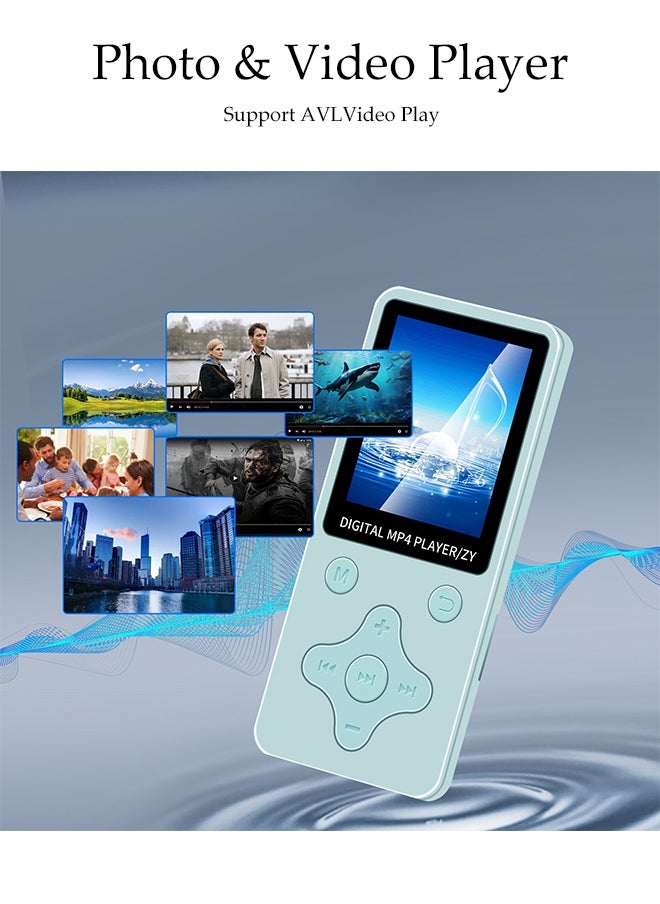 MP3 Player With Bluetooth，Multifunctional Music Player，With Speaker，Fm Radio And Recorder，Equipped With Earphone Cord And Data Cable，With 8Gb Card，Ideal For Sports And Travel