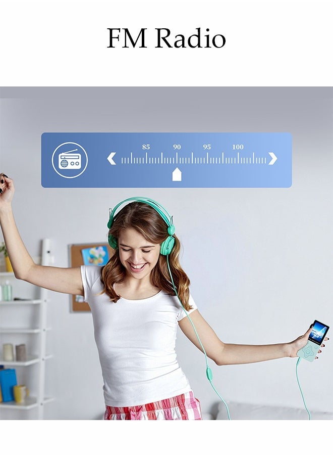 MP3 Player With Bluetooth，Multifunctional Music Player，With Speaker，Fm Radio And Recorder，Equipped With Earphone Cord And Data Cable，With 8Gb Card，Ideal For Sports And Travel