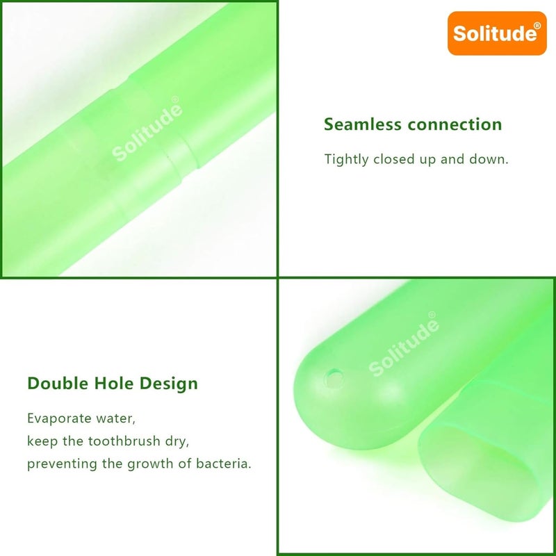 Solitude Pack of 4 Antibacterial Plastic Store Portable Toothbrush Tongue Cleaner Holder Case Traveling, Outdoor, Camping, School Use, Storage & Carry Case Storage Box Cover Organizer (Multicolor) - Image 3