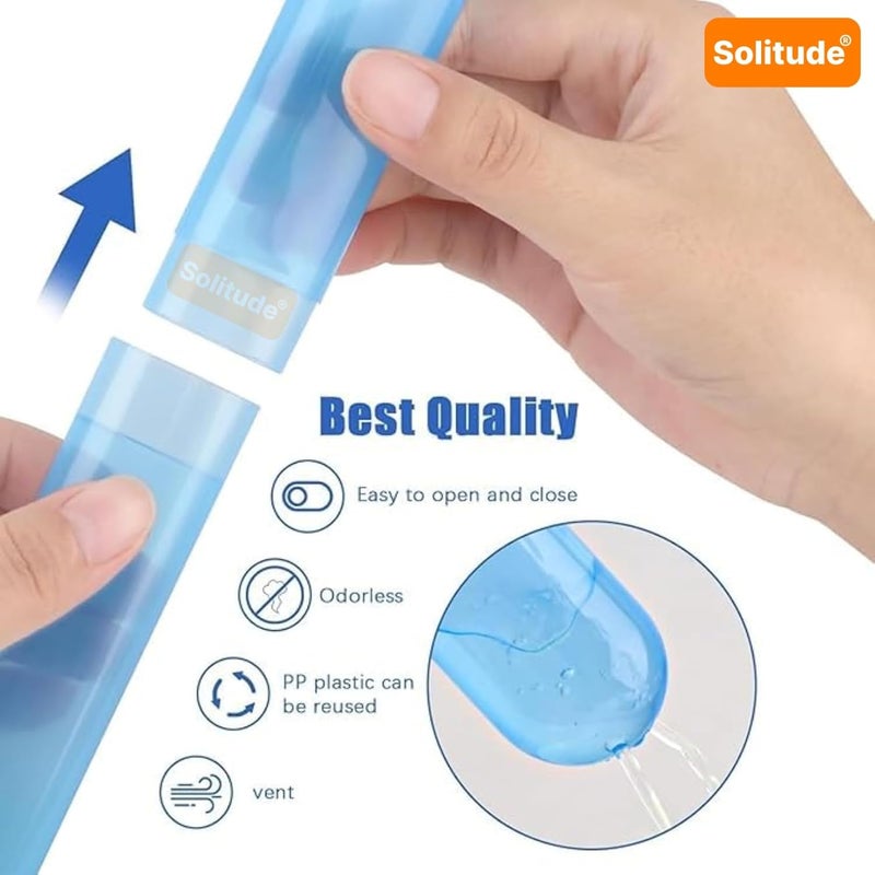 Solitude Pack of 4 Antibacterial Plastic Store Portable Toothbrush Tongue Cleaner Holder Case Traveling, Outdoor, Camping, School Use, Storage & Carry Case Storage Box Cover Organizer (Multicolor) - Image 2
