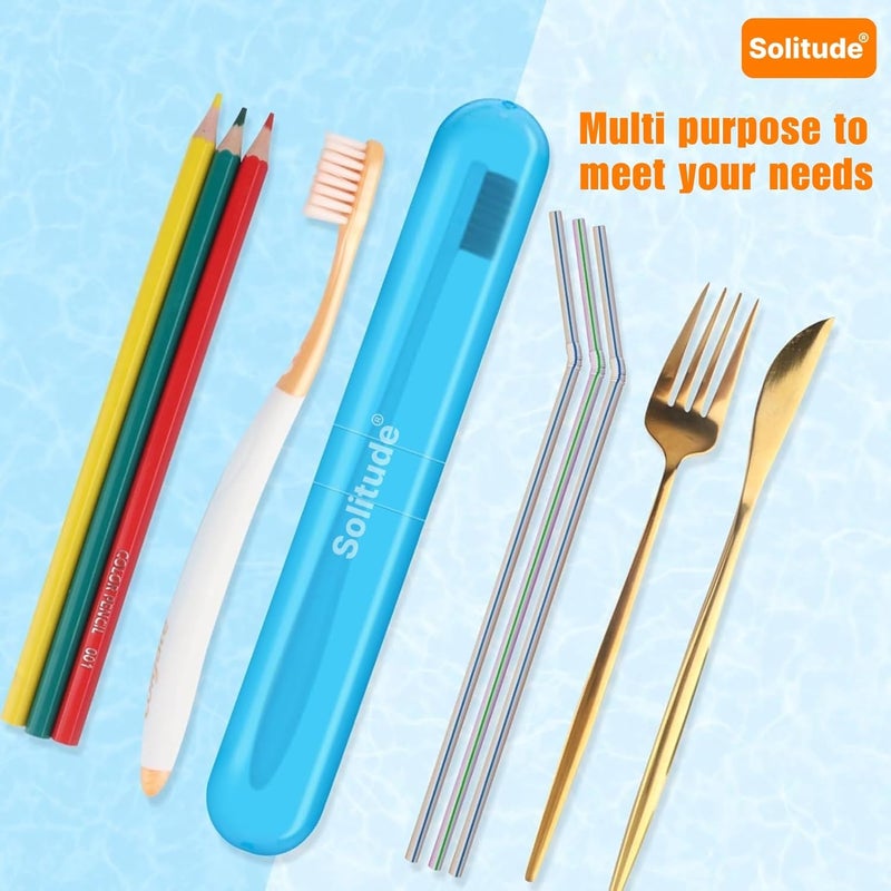 Solitude Pack of 4 Antibacterial Plastic Store Portable Toothbrush Tongue Cleaner Holder Case Traveling, Outdoor, Camping, School Use, Storage & Carry Case Storage Box Cover Organizer (Multicolor) - Image 5