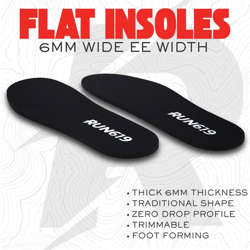Run 619 Wide Run 619 Zero Drop Shoe Insoles, Traditional Shape, Foot Forming, Wide Width - 6mm Thickness, Firm, Flat Shoe Inserts - Men's 10-11.5, Women's 11-12.5 - Image 2