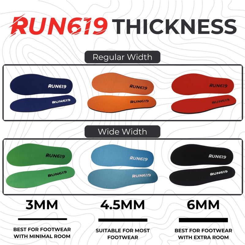Run 619 Wide Run 619 Zero Drop Shoe Insoles, Traditional Shape, Foot Forming, Wide Width - 6mm Thickness, Firm, Flat Shoe Inserts - Men's 10-11.5, Women's 11-12.5 - Image 3