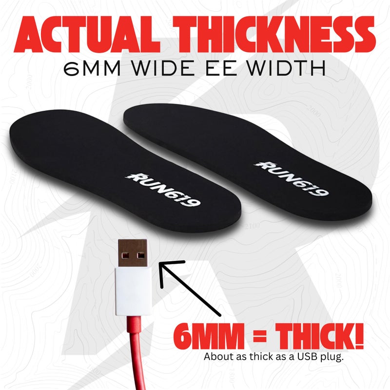 Run 619 Wide Run 619 Zero Drop Shoe Insoles, Traditional Shape, Foot Forming, Wide Width - 6mm Thickness, Firm, Flat Shoe Inserts - Men's 10-11.5, Women's 11-12.5 - Image 4