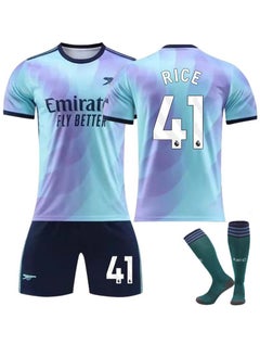 24/25 Season Arsenal Second Football Kits RICE #41 Fans Football Jersey/Shorts Socks Gift Set Youth Sizes and Adult Size