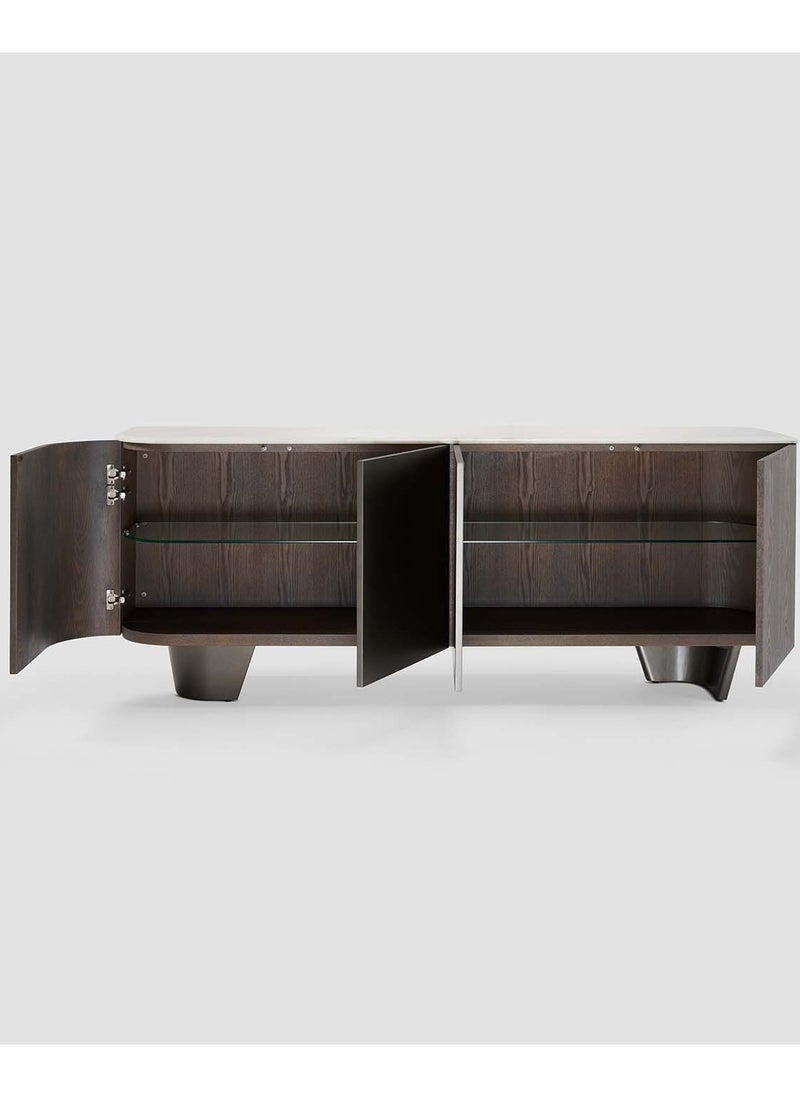 AL HUZAIFA FURNITURE Oxford 4 Door Sideboard, Natural Ionia Marble Top  - Image 5