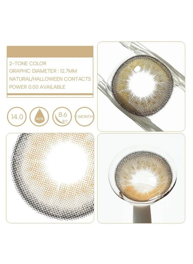 Unibling Butter Brown Yearly Colored Contact Lenses, Unisex Cosmetic Contact Lenses, Enlargement Collection, Light Brown, With Case - Image 3