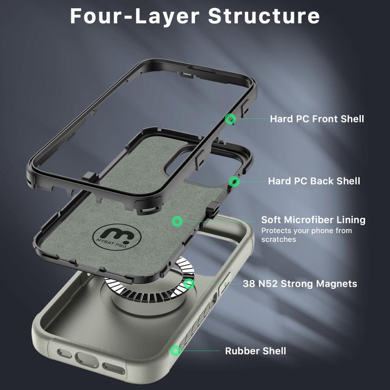 M MYBAT PRO Maverick Series for iPhone 15 Pro Max Case with Belt Clip Holster,[Compatible with Magsafe] w/Screen Protector,Anti-Drop,Shockproof,360Â°Rotatig Kickstand,Heavy Duty Protection - Image 4