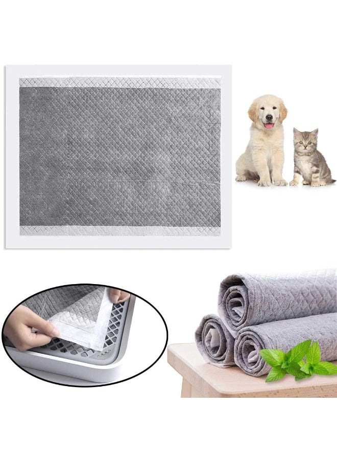 FDTY 40 قطعة بطانة قفص للحيوانات الأليفة، فوط ماصة قابلة للتصرف ومشبعة بالكربون، سطح سريع الجفاف للأرانب والحيوانات الصغيرة، رمادي (17.7*23.6 بوصة) - Image 3