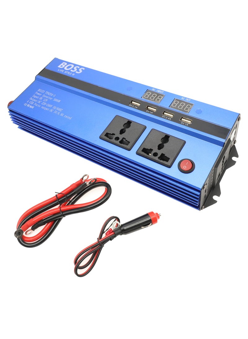 BOSS LIFE STYLE - Boss Lifestyle 3000W Car power Inverter Power Your Devices Anywhere with USB Ports and AC Sockets DC 12V to AC 220V Can be used at home with 12 v battery and cars also with lighter socket - Image 1