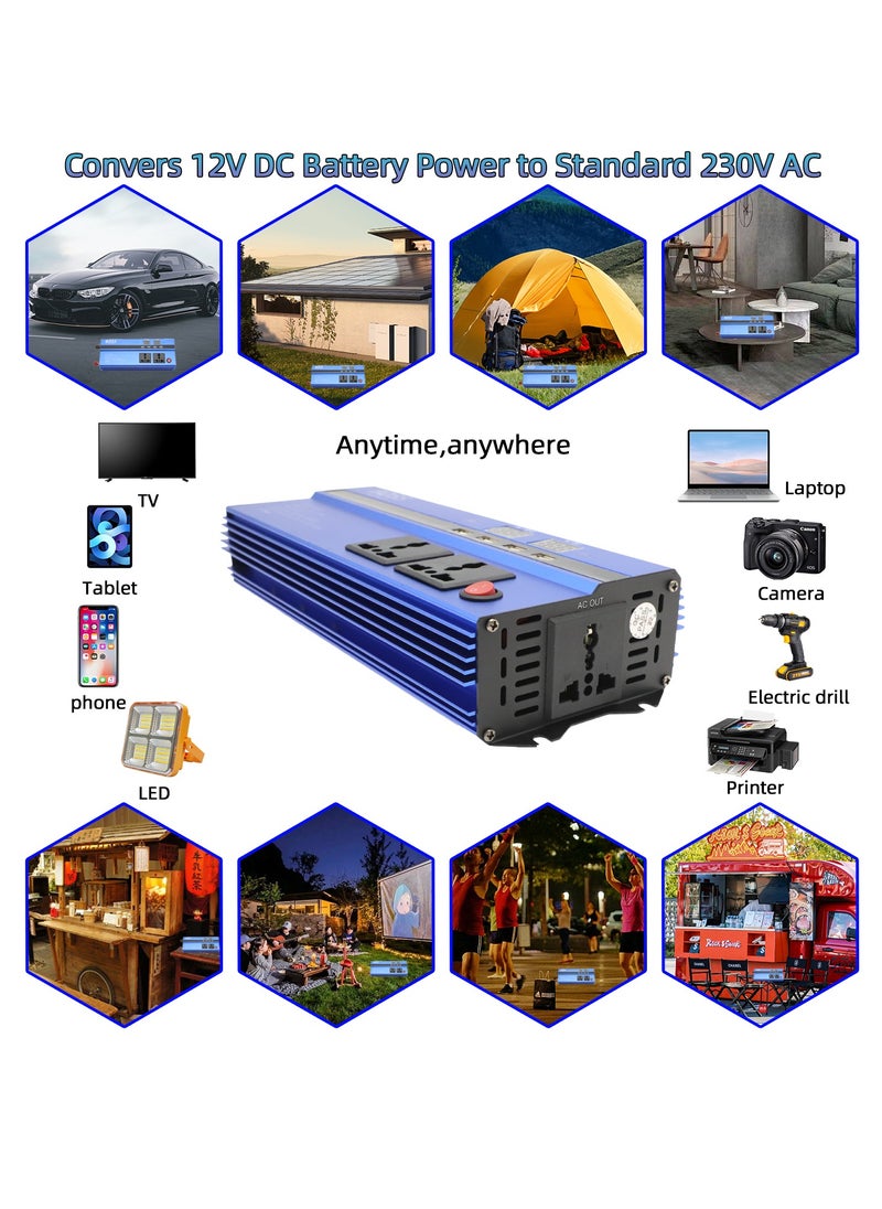 BOSS LIFE STYLE - Boss Lifestyle 3000W Car power Inverter Power Your Devices Anywhere with USB Ports and AC Sockets DC 12V to AC 220V Can be used at home with 12 v battery and cars also with lighter socket - Image 1