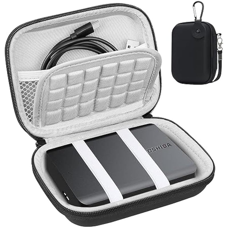 Hard Drive Carrying Case for Toshiba Canvio Basics/Canvio Flex/Canvio Advance/Canvio Gaming Portable External Hard Drive 1TB 2TB 3TB 4TB 2.5 inch HDD Shockproof Travel Bag, Black+Gray - Image 1