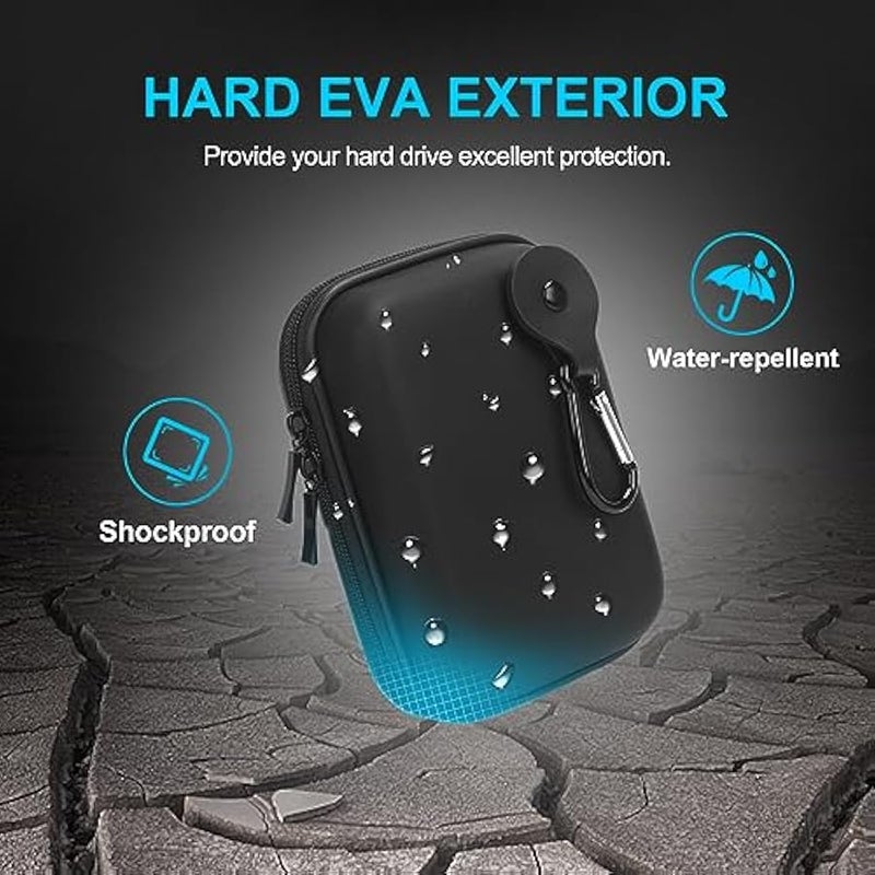 Hard Drive Carrying Case for Toshiba Canvio Basics/Canvio Flex/Canvio Advance/Canvio Gaming Portable External Hard Drive 1TB 2TB 3TB 4TB 2.5 inch HDD Shockproof Travel Bag, Black+Gray - Image 4