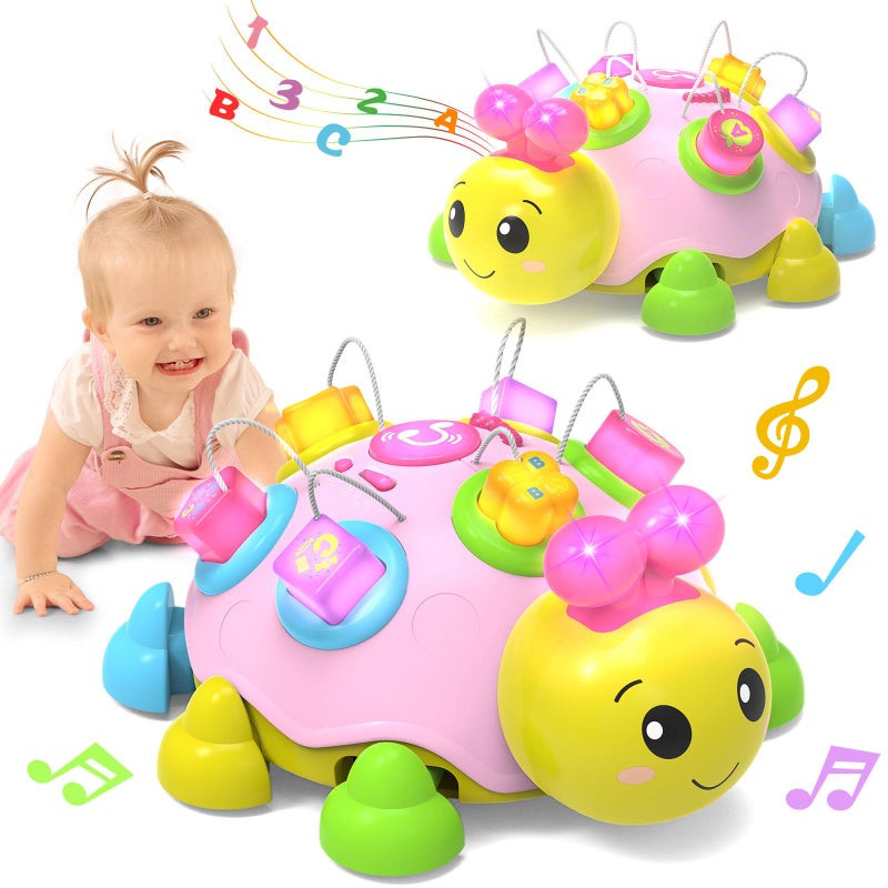 Holaxander Baby Musical Ladybug Crawling ToysBaby Toy 612 Months with Lightup Music Early Educational Learning Toy Infant Gift Toys for 7 8 9 10 11 Months 12 Years Old Newborn Girls Pink - Image 2