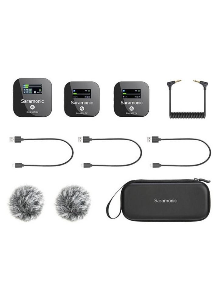Saramonic - Blink900 B2S Wireless Microphone, TX+ TX+ RX, Dual Channel Receiver without Charging Case - Image 1