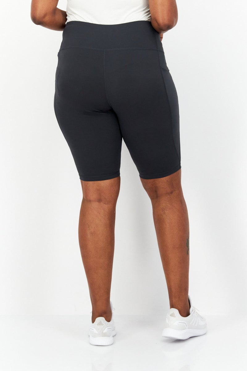 Tchibo Women Sportswear Fit Plain Cycling Shorts, Grey  - Image 2