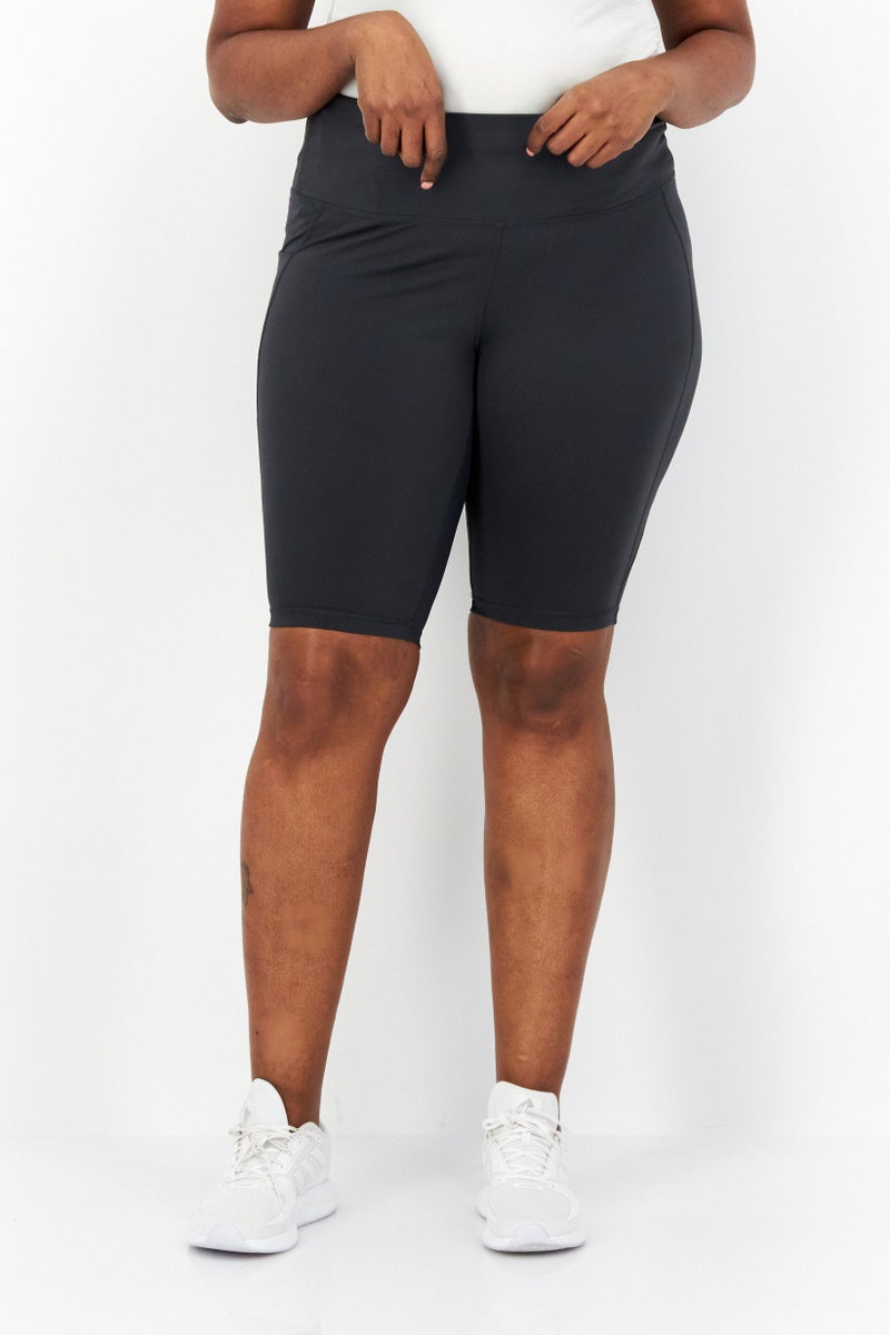 Tchibo Women Sportswear Fit Plain Cycling Shorts, Grey  - Image 1
