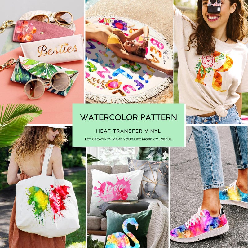 DoreenBow 10 Sheets Marble HTV Heat Transfer Vinyl 12 x 10 Inch Watercolor Pattern Vinyl Glitter Tie Dye Iron on Vinyl for T-Shirts Clothes Bags Hats - Image 4