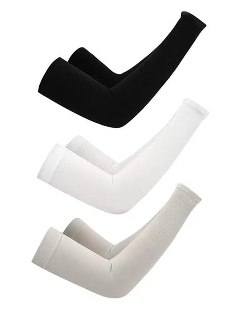 3 Pack Ice Silk Cooling Sleeve Arm Sleeves with Sun UV Protection Arm Warmers Cover for Outdoor Sports Cycling Hiking. - Image 1
