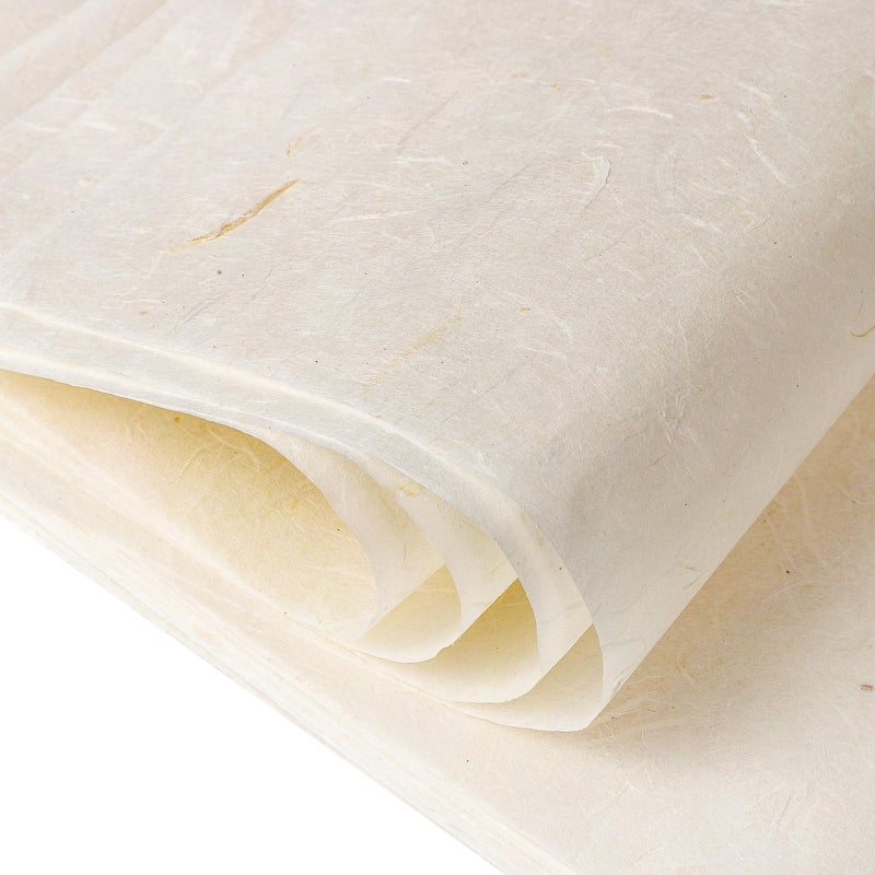 60 Sheets Mulberry Paper 85 x 11 Rice Paper Handmade Decoupage Sheets for Writing Drawing Scrapbooking and DIY Art Craft Cream