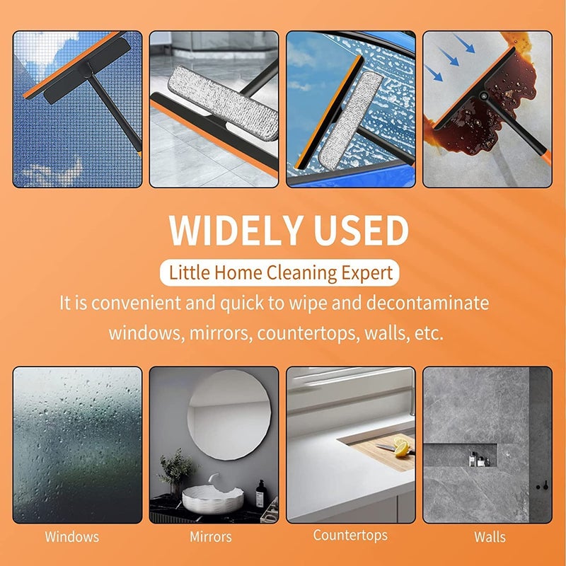 STRAIGHT 3in1 Wiper Glass Cleaner Wiper for Kitchen Cleaning Rotatable Silicone Squeegee with Scrub Sponge Mesh Screen Cleaner Multifunctional Viper Kitchen Wiper - Image 2