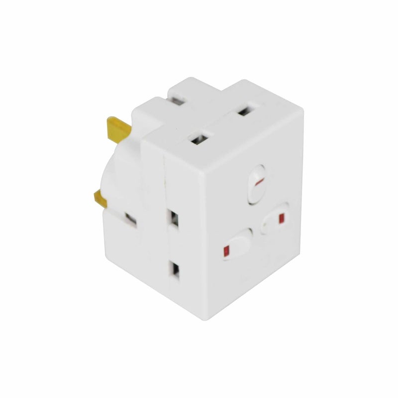 3 Way Multi Plug Adapter | UK 3 Pin Multi Plug Adaptor| Individually Switched Fuse | 3WAISB110