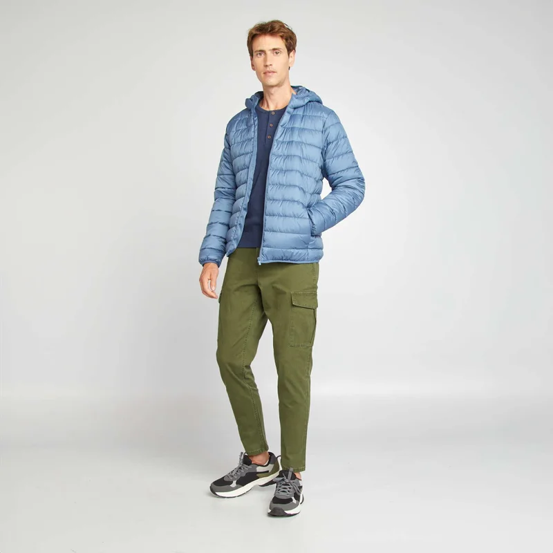 Kiabi Multi-Pocket Slim-Fit Trousers Khaki