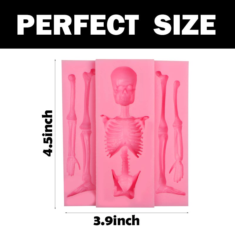 Xcake Lcook Skull Skeleton Fondant Silicone Mold  Halloween Candy Kitchen Baking Mold for Cake Decoration Cupcake Topper Chocolate Gum Paste Sugar Craft - Image 2