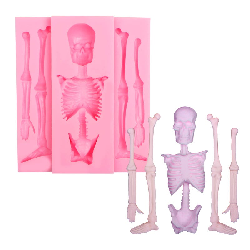 Xcake Lcook Skull Skeleton Fondant Silicone Mold  Halloween Candy Kitchen Baking Mold for Cake Decoration Cupcake Topper Chocolate Gum Paste Sugar Craft - Image 1