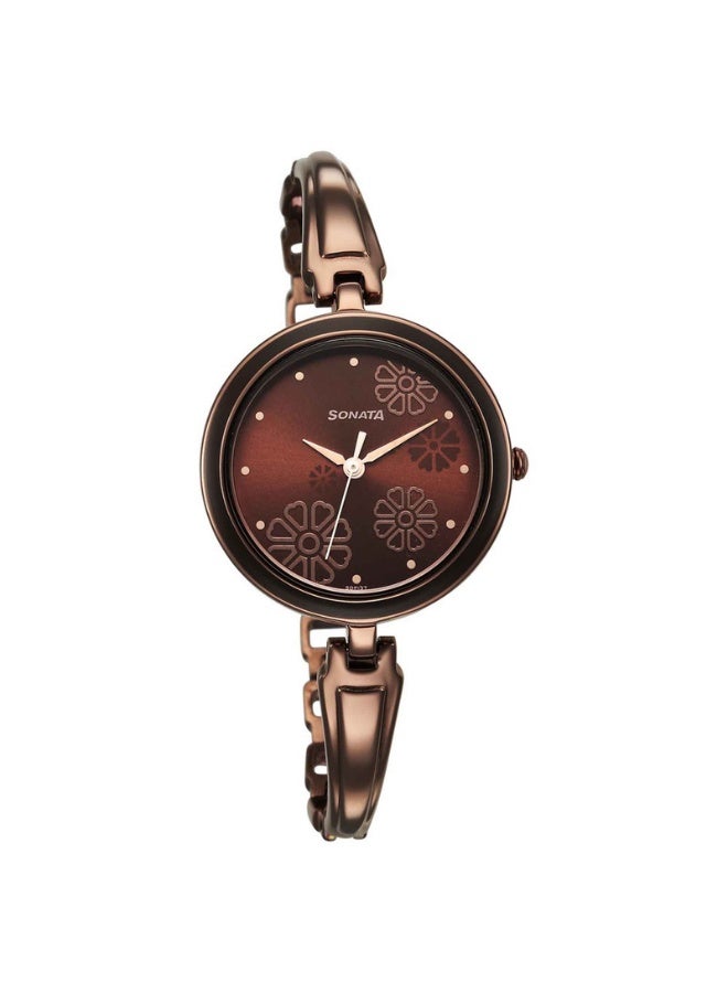 Sonata Utsav 8166QM01 Women's Watch – Brown Dial, Brown Metal Strap, Quartz Movement, 30m Water Resistance - Image 1