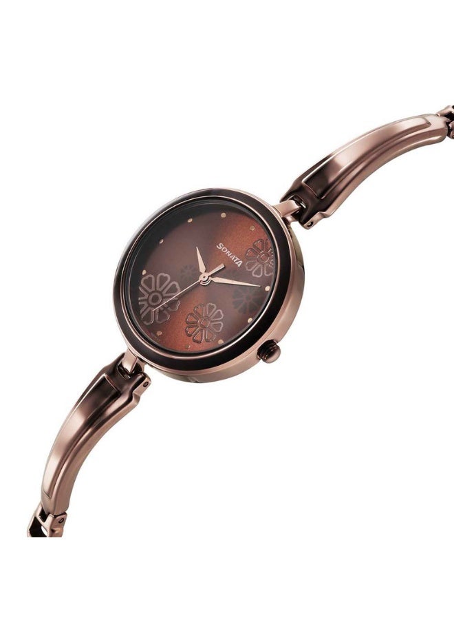 Sonata Utsav 8166QM01 Women's Watch – Brown Dial, Brown Metal Strap, Quartz Movement, 30m Water Resistance - Image 3