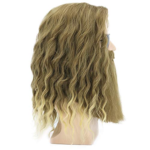 BERON Long Curly Blonde Brown Mens Wigs With Mustache Halloween Cosplay Costume Party Wig False Beard - Image 3