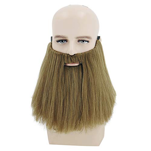 BERON Long Curly Blonde Brown Mens Wigs With Mustache Halloween Cosplay Costume Party Wig False Beard - Image 5