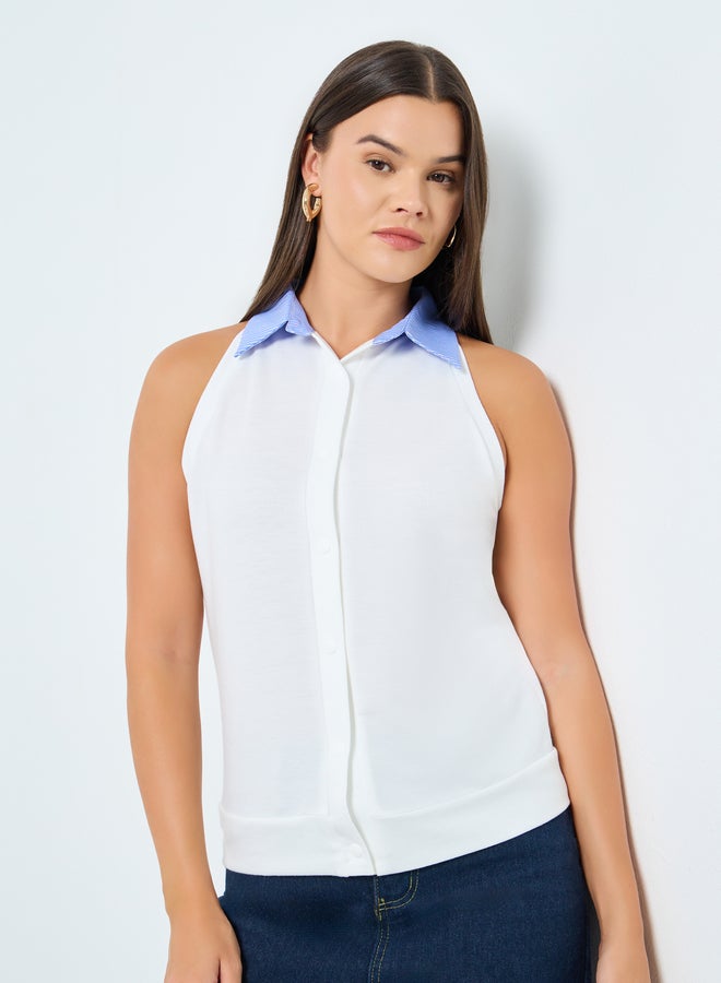 Styli White Sleeveless Knit Top - Image 1