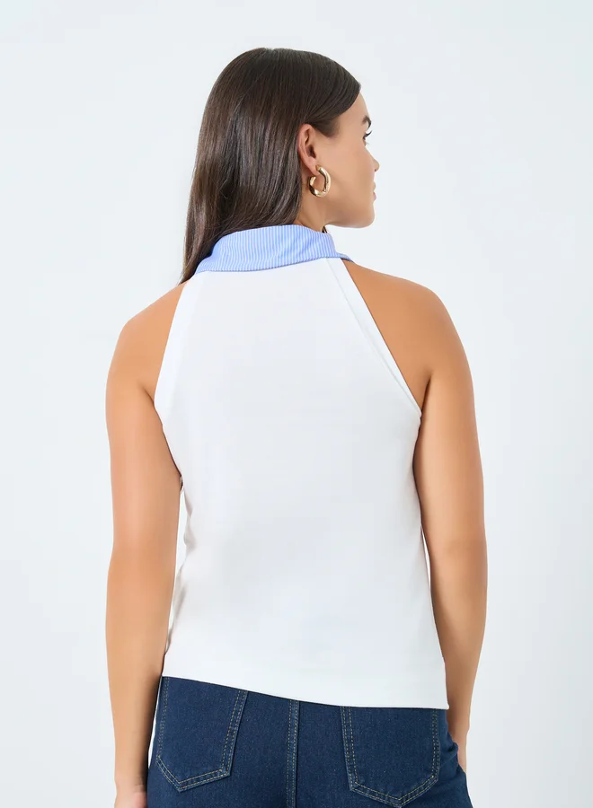 Styli Styli White Sleeveless Knit Top