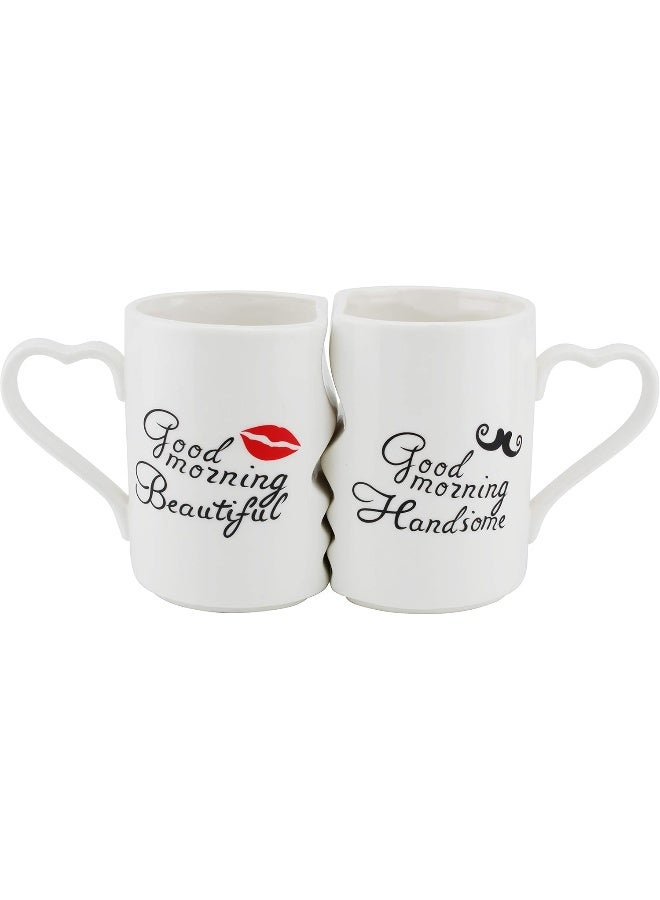 Shallow Bone China 2 Pc Lover Mug Set, Multi-Colour, Assorted Design - Image 1