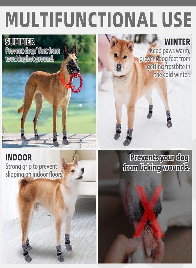 كولتيل جوارب كولتايل للكلاب، مناسبة للأرصفة الساخنة والباردة، لمنع لعق الكفوف، أحذية واقية للكلاب وواقيات للكفوف للأرضيات الخشبية، مانعة للانزلاق، للتحكم في الثبات، أحذية بدون لف، مناسبة للكلاب الصغيرة والمتوسطة والكبيرة وكبار السن، مقاس XL - Image 5