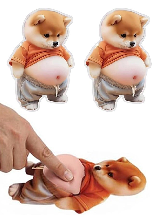 3D Shiba Inu Dog Belly Door Stopper Wall Protector, Soft Rubber, 2-Piece Set - Image 1