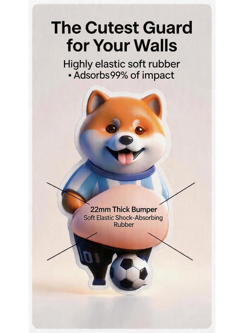 3D Shiba Inu Dog Belly Door Stopper Wall Protector, Soft Rubber, 2-Piece Set - Image 3
