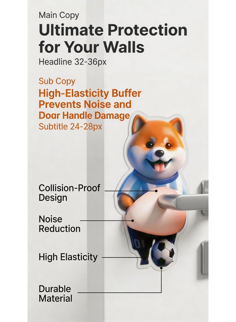 3D Shiba Inu Dog Belly Door Stopper Wall Protector, Soft Rubber, 2-Piece Set - Image 4