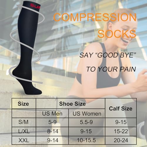 Double Couple 7 Pairs Copper Compression Socks for Men Women Knee High Stockings Support Socks for Sports - Image 3
