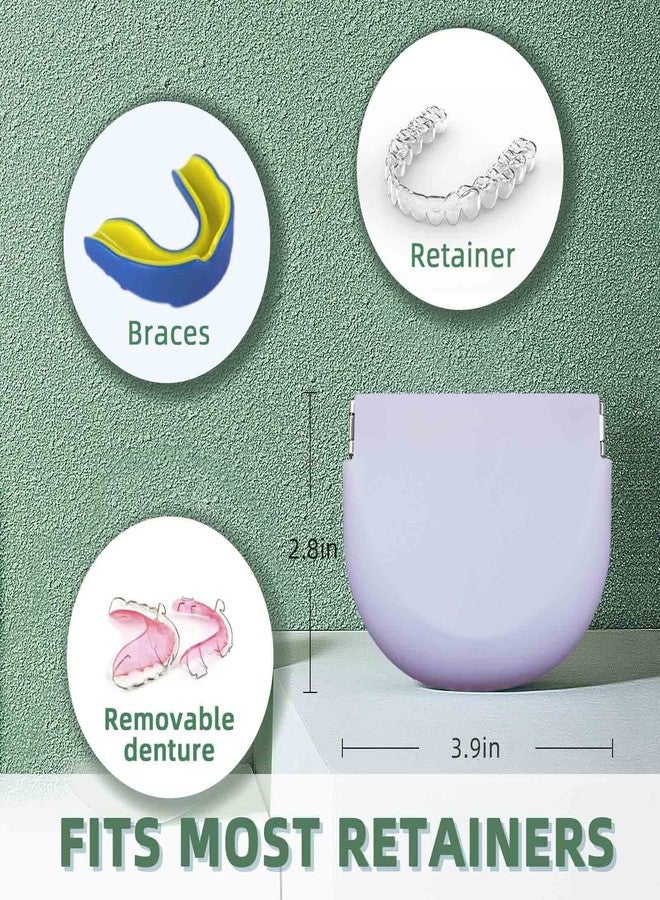 onbuwws Cute Retainer Case Silicone with Lanyard Slim Retainer Holder Dental Thin Container Braces Case for Girl Women Kids Men Travel Partial Denture Night Mouth Guard Aligner Purple - Image 5