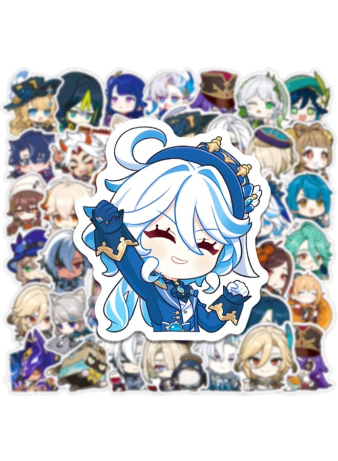 NIBEMINENT 50 Pcs Genshin Deco Kit Waterproof Stickers, High Definition Printing Bright Colors, Suitable for Laptop Skateboard Luggage Water Bottle Guitar DIY - Image 2