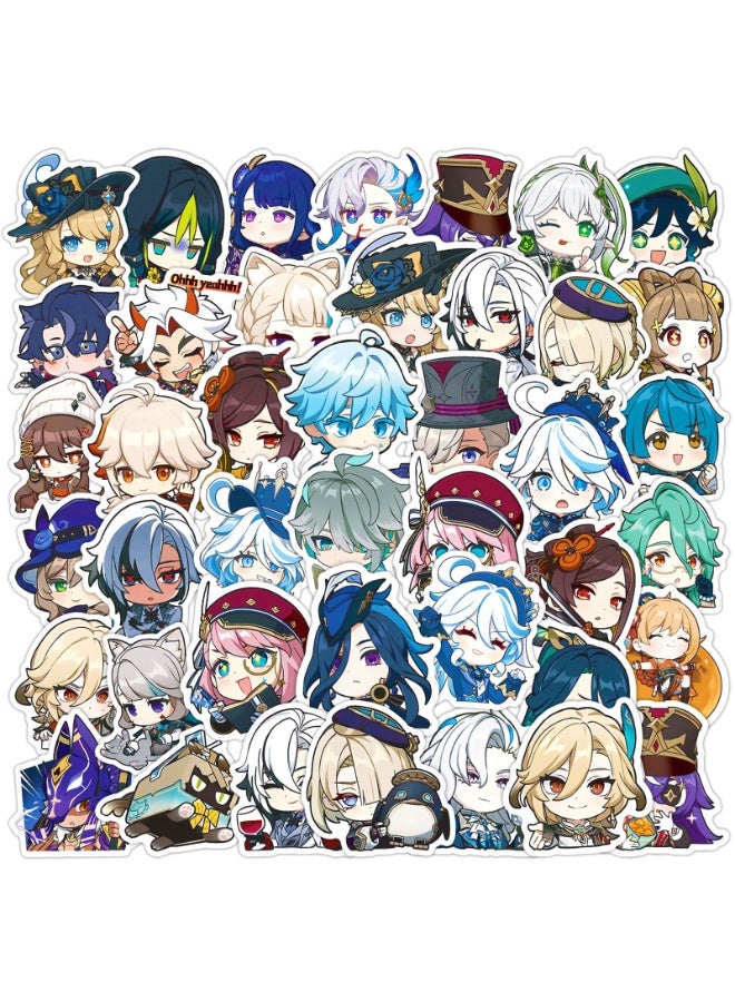 NIBEMINENT 50 Pcs Genshin Deco Kit Waterproof Stickers, High Definition Printing Bright Colors, Suitable for Laptop Skateboard Luggage Water Bottle Guitar DIY - Image 1