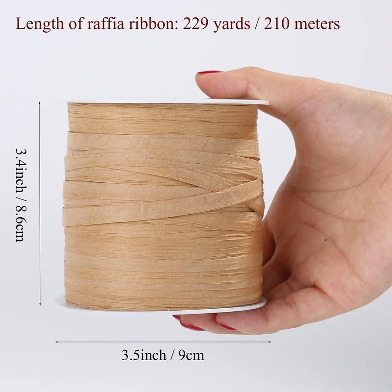 Whaline 229 Yards Raffia Paper Ribbon Christmas Kraft Craft Packing Paper Twine Festival Gift Wrapping DIY Crafts Ribbon for Decoration and Weaving, 1/4 inch Width - Image 2