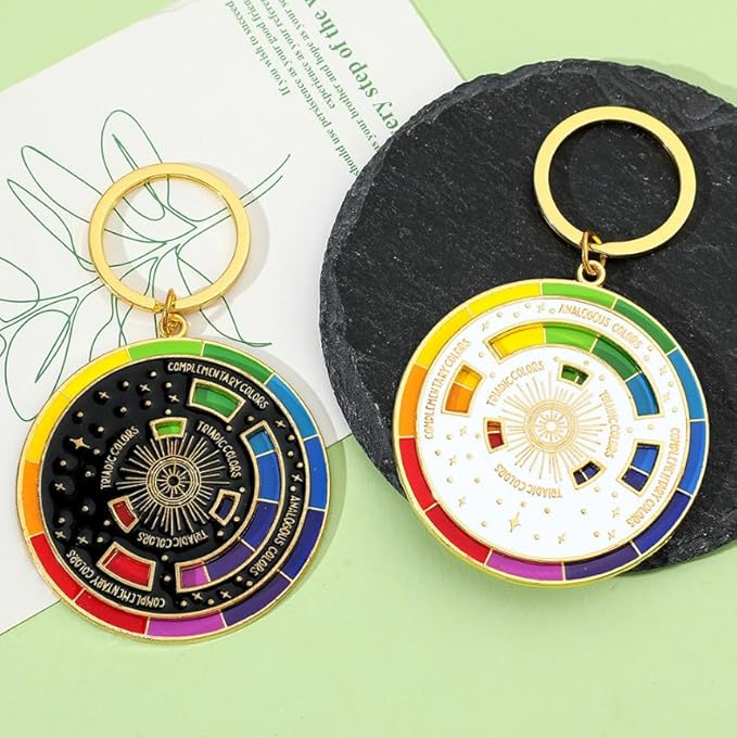 Rotating Carousel Keychain: 2-Pieces 9.4*5.7*0.4cm Zinc Enamel - Unique Vibrant Art Design Stylish Accessory for Artists, Painters, Backpack, Car, Daily Use - Image 4