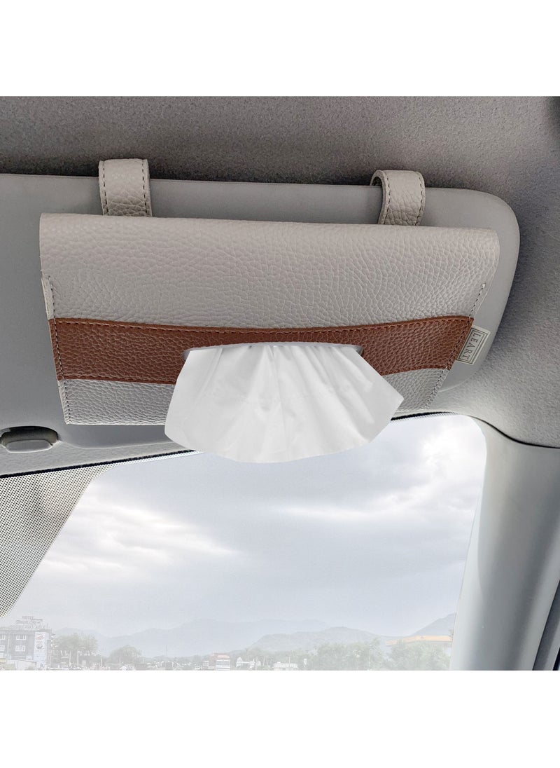 Leather Car Tissue Holder – Visor Tissue Box Holder for Car | Tissue Box for Car | Car Accessories Interior | Car Tissue Box | Visor Tissue Box Holder (Camel Visor)